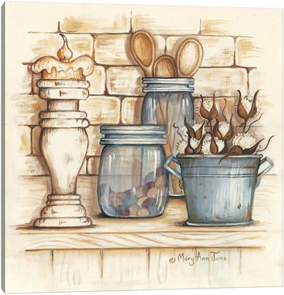 Jars and Wooden Spoons Canvas Art Print - Cotton Art