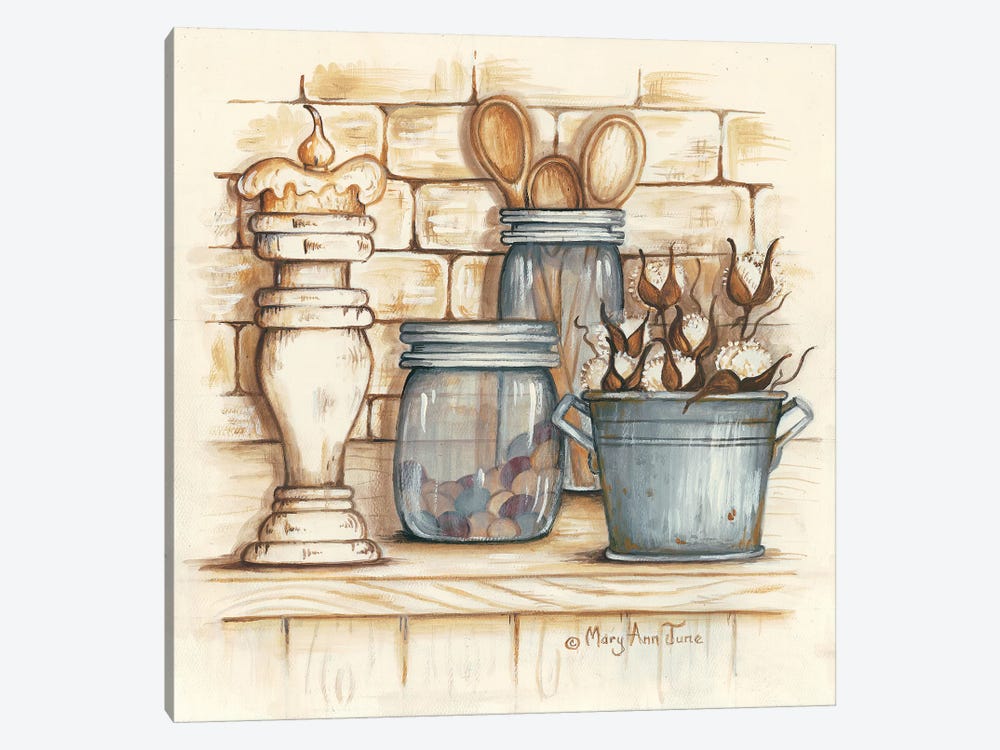 Jars and Wooden Spoons by Mary Anne June 1-piece Canvas Print