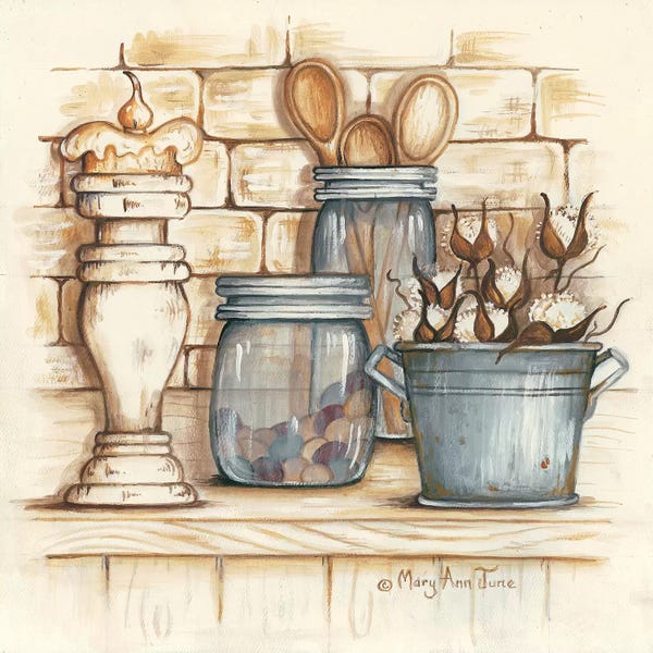 Cotton: Jars and Wooden Spoons by Mary Anne June