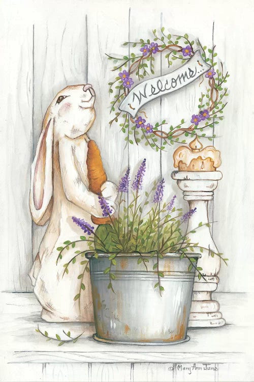 Welcome Bunny by Mary Anne June wall art