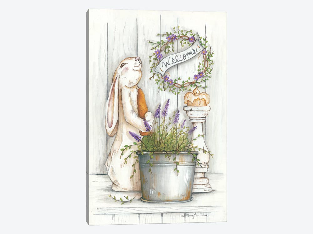 Welcome Bunny by Mary Anne June 1-piece Canvas Wall Art