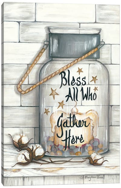 Glass Luminary Bless All Who Gather Canvas Art Print