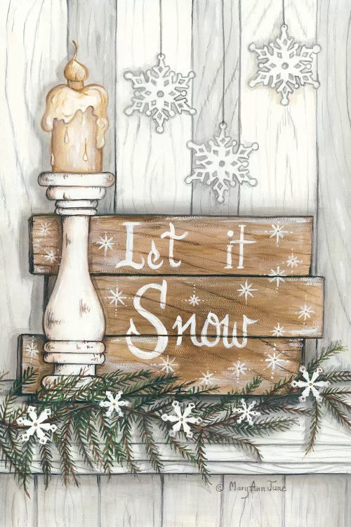 Let It Snow Snowflakes by Mary Anne June wall art