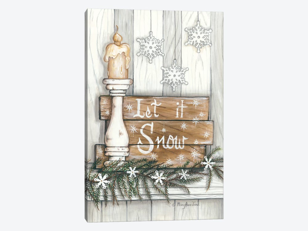 Let It Snow Snowflakes by Mary Anne June 1-piece Canvas Art Print