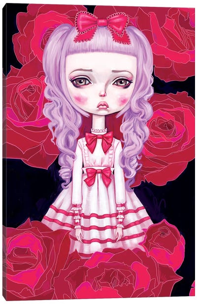 Sweet Lolita Rose Canvas Art Print - Pantone 2023 Viva Magenta