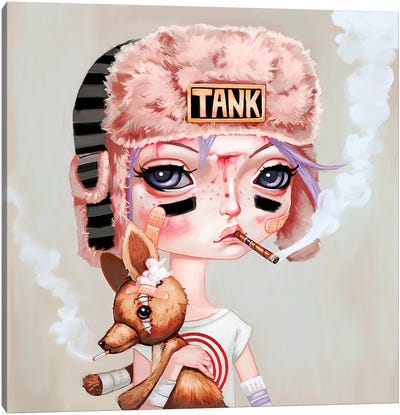 Tank Girl Canvas Art Print - Smoking Art
