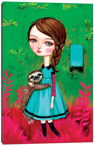 A Walk In The Garden Canvas Art Print - Sloth Art