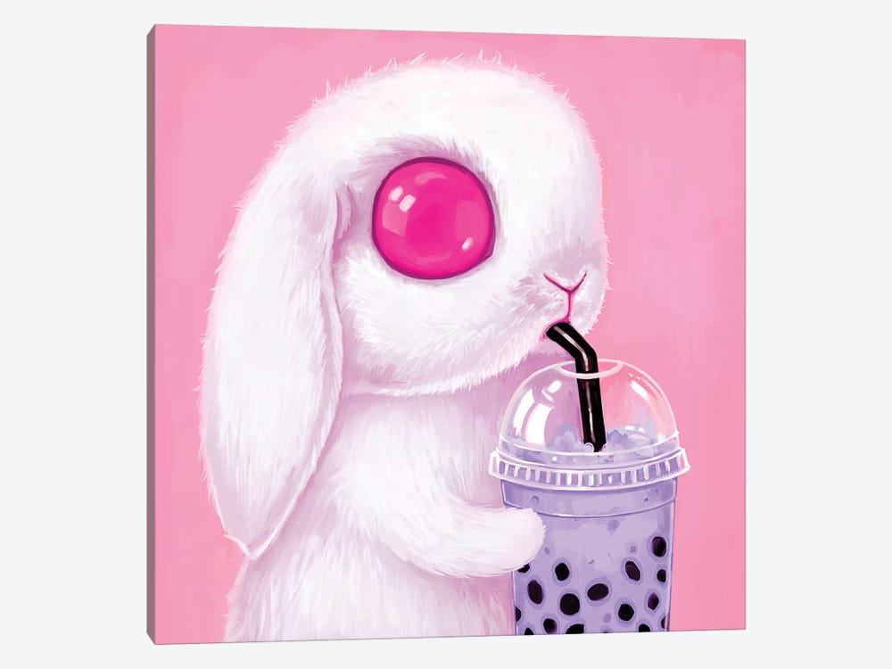 Bubble Tea Bunny by Melanie Schultz 1-piece Canvas Print