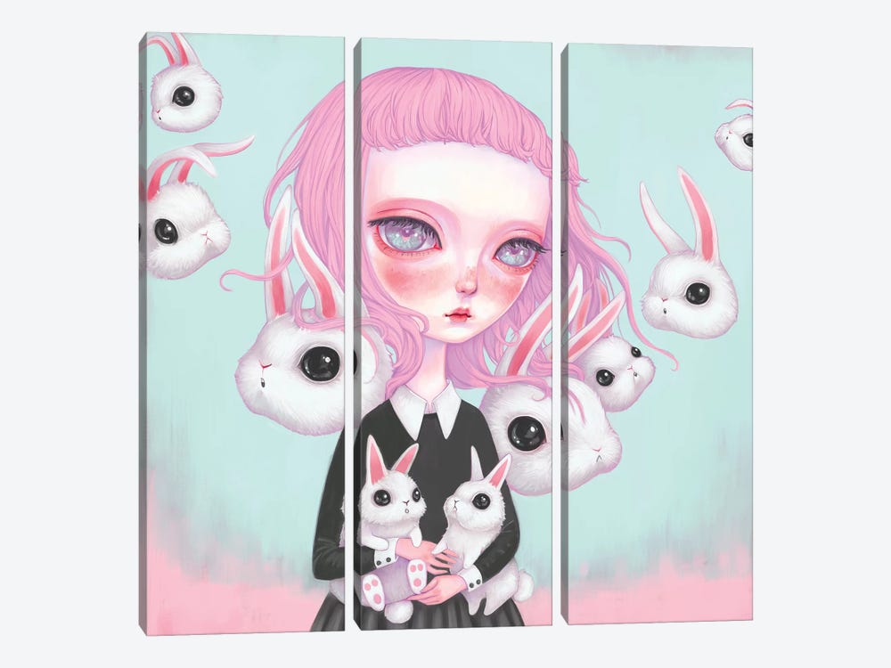Bunny Girl by Melanie Schultz 3-piece Canvas Wall Art