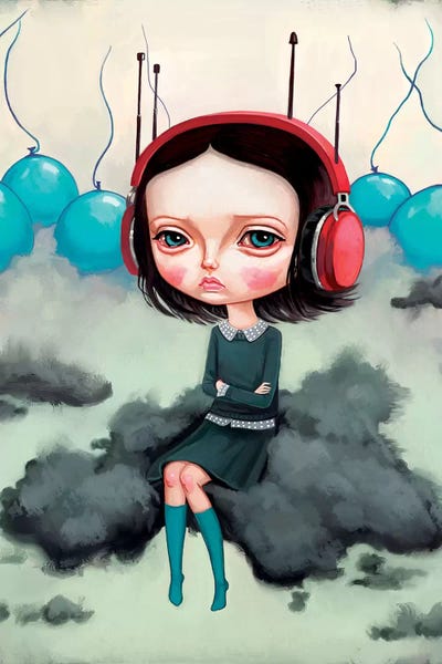 Pop Surrealism & Lowbrow: Girl Pouting On A Cloud by Melanie Schultz