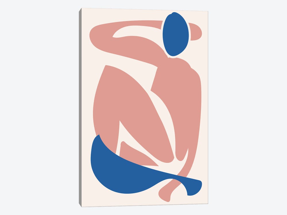 Deconstructed Blue and Pink Figure by Mambo Art Studio 1-piece Canvas Art Print