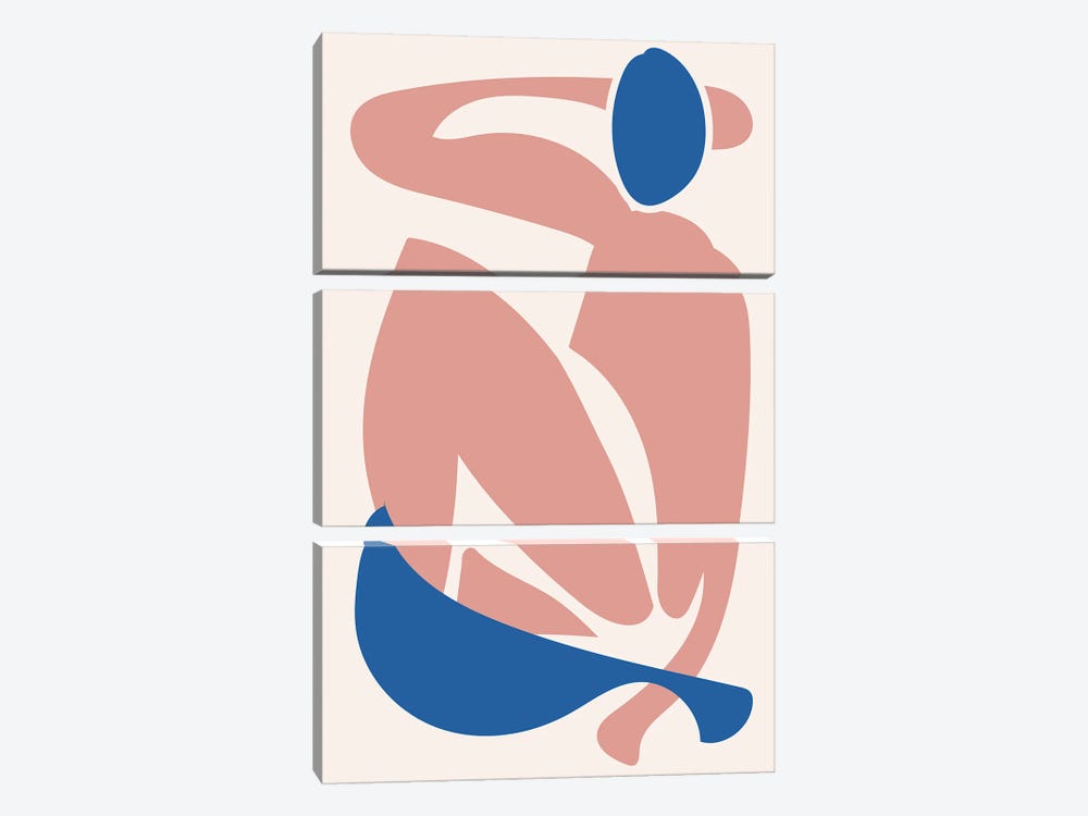Deconstructed Blue and Pink Figure by Mambo Art Studio 3-piece Canvas Print