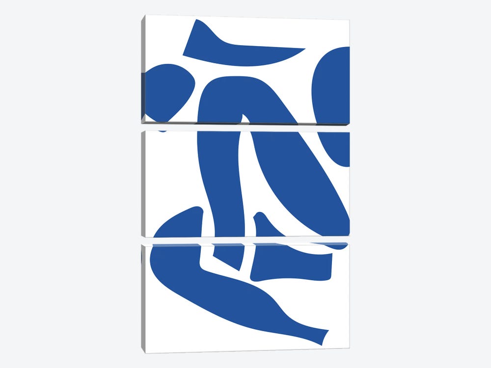 Deconstructed Blue Figure Detail by Mambo Art Studio 3-piece Art Print