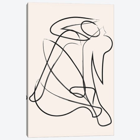 Deconstructed Lines Figure Natural Canvas Print #MSD107} by Mambo Art Studio Canvas Wall Art