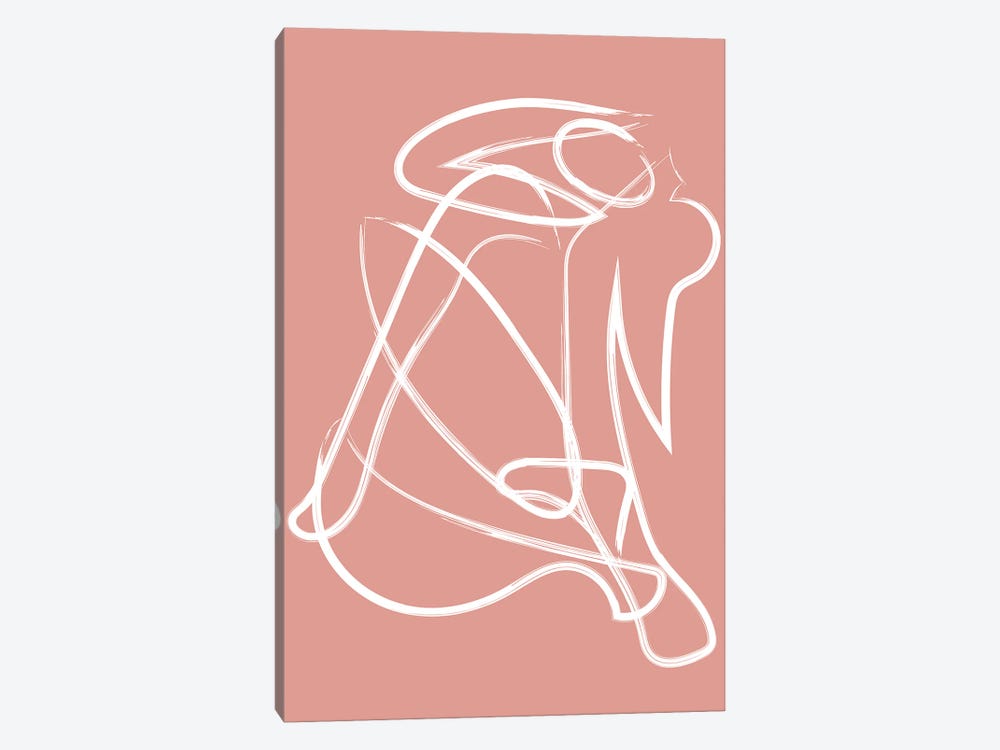 Deconstructed Lines Figure Pink by Mambo Art Studio 1-piece Canvas Art Print