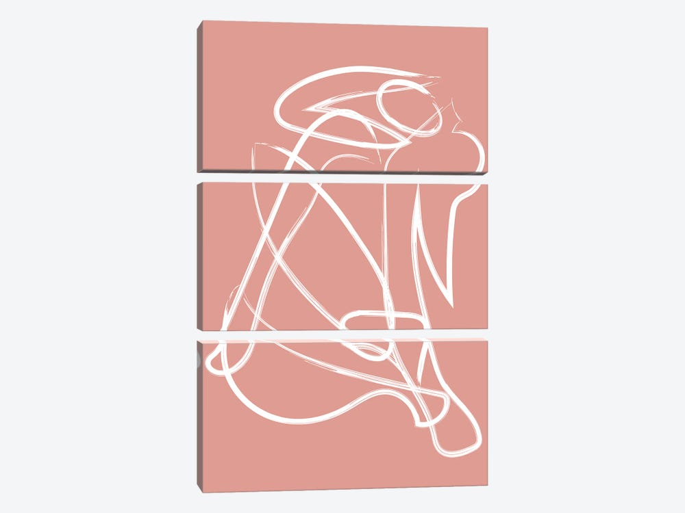 Deconstructed Lines Figure Pink by Mambo Art Studio 3-piece Canvas Print