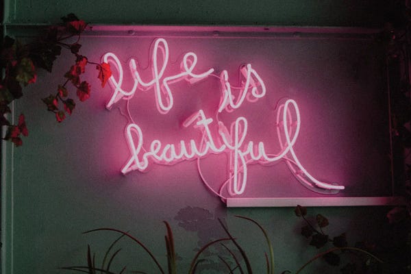 Mambo Art Studio: Life is Beautiful Neon by Mambo Art Studio