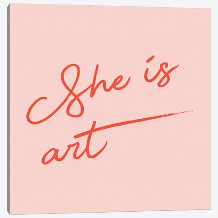 She Is Art Pink Canvas Print #MSD131} by Mambo Art Studio Canvas Wall Art