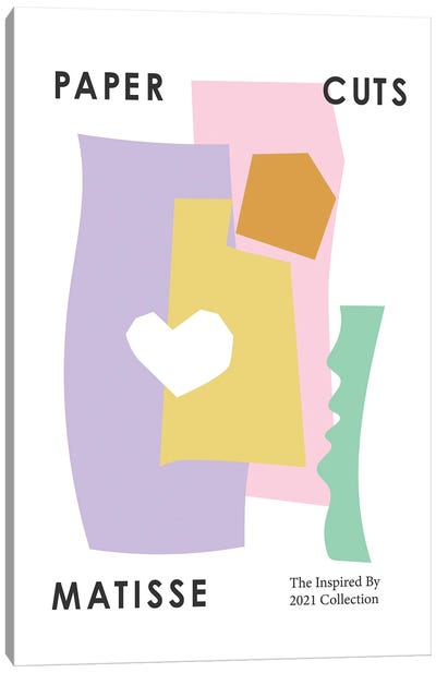 Paper Cuts Pastels Heart Canvas Art Print - Mambo Art Studio