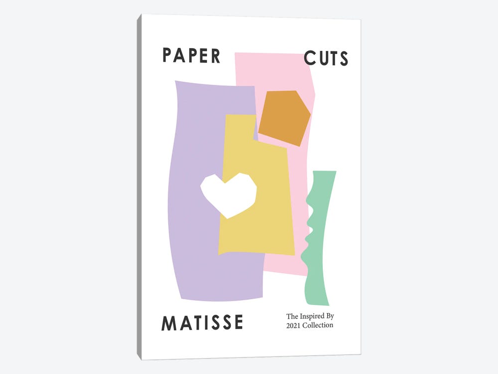 Paper Cuts Pastels Heart by Mambo Art Studio 1-piece Canvas Print