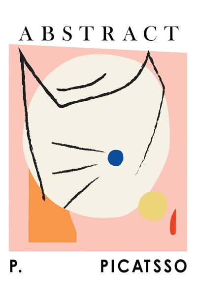 Picatsso Cat Line Art Pink by Mambo Art Studio metal wall art