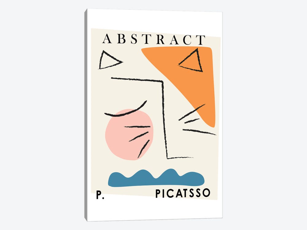 Picatsso Cat Abstract Line Art by Mambo Art Studio 1-piece Canvas Print