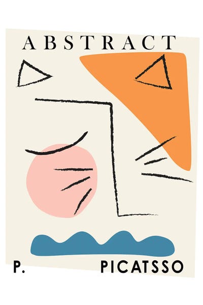 Mambo Art Studio: Picatsso Cat Abstract Line Art by Mambo Art Studio