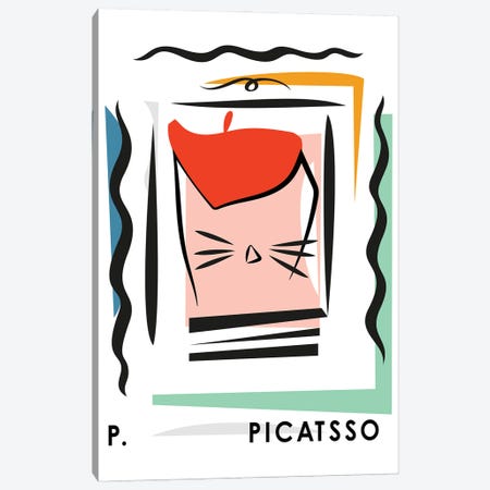 Picatsso Cat Poster Canvas Print #MSD143} by Mambo Art Studio Canvas Art Print