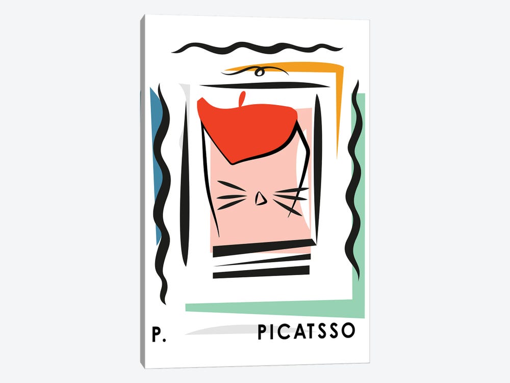Picatsso Cat Poster by Mambo Art Studio 1-piece Canvas Artwork