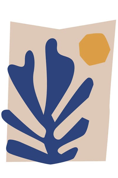 Mambo Art Studio: Abstract Shape Leaf Botanical by Mambo Art Studio