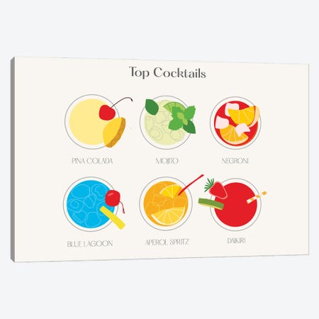 Top Cocktails Canvas Print #MSD156} by Mambo Art Studio Canvas Art Print