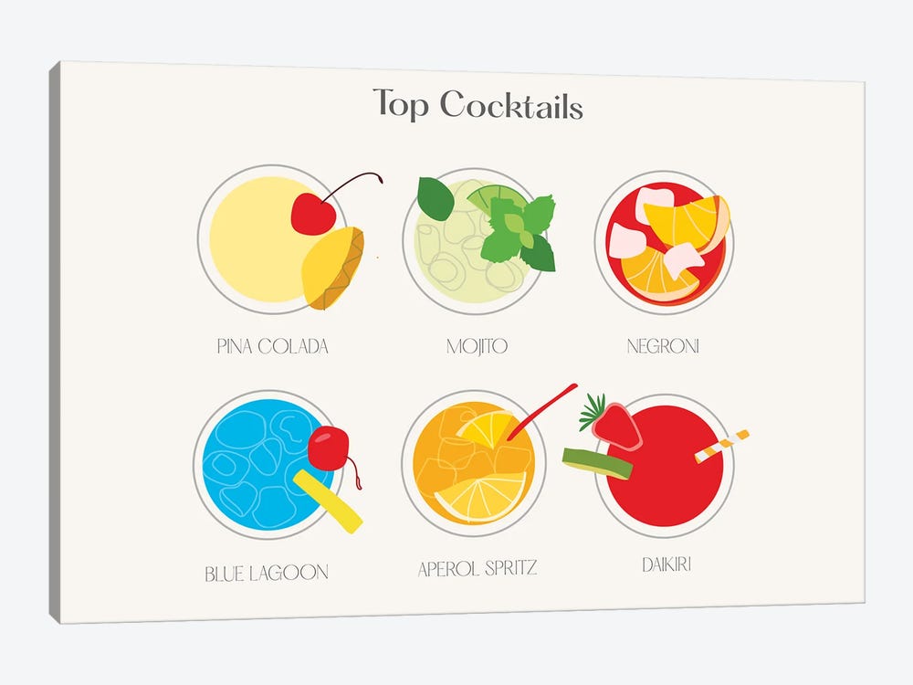 Top Cocktails by Mambo Art Studio 1-piece Canvas Art