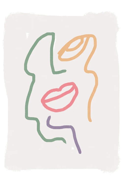 Pastels Face Line Art by Mambo Art Studio wall art
