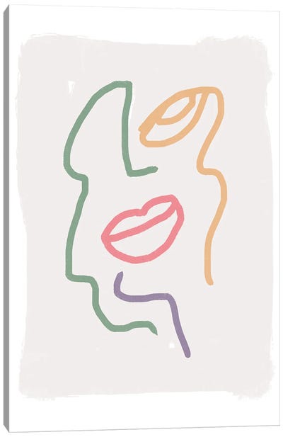 Pastels Face Line Art Canvas Art Print - All Things Matisse