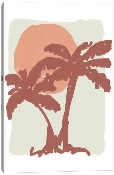 Palm Sun Neutral Colours Canvas Art Print - Mambo Art Studio