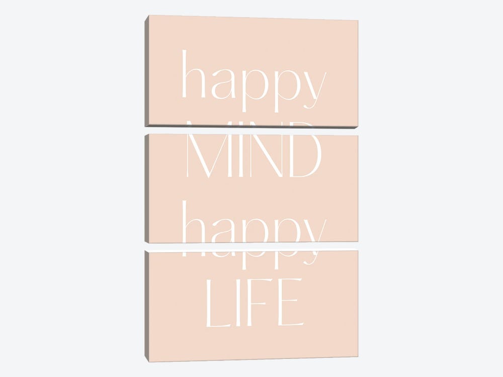 Happy Mind, Happy Life by Mambo Art Studio 3-piece Canvas Wall Art