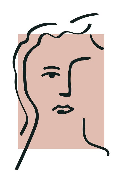 Line Art Pink Matisse Inspired Face by Mambo Art Studio wall art
