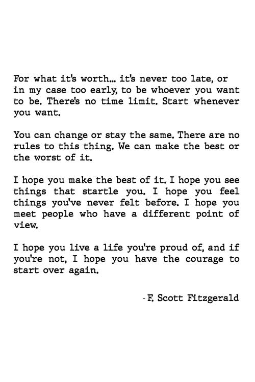 For What It's Worth Scott Fitzgerald Quote