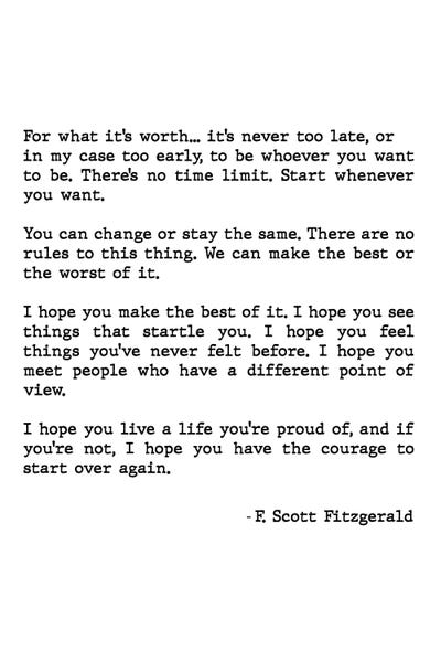 Large Black & White Art - Canvas Prints: For What It's Worth Scott Fitzgerald Quote by Mambo Art Studio