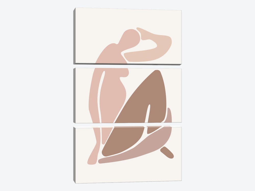 Pink Matisse Inspired Shape by Mambo Art Studio 3-piece Canvas Art Print