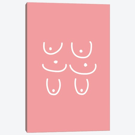 Boobies Shapes Pink Canvas Print #MSD181} by Mambo Art Studio Art Print