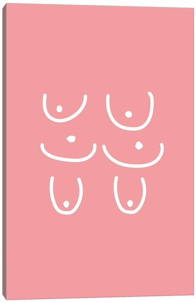 Boobies Shapes Pink Canvas Art Print - Mambo Art Studio