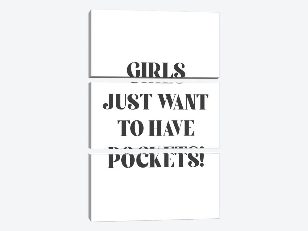 Girls Just Want To Have Pockets by Mambo Art Studio 3-piece Canvas Artwork