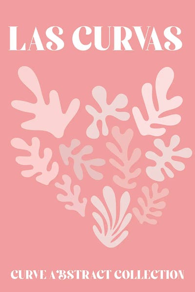 Curves Abstract Matisse Shapes Pink by Mambo Art Studio metal wall art