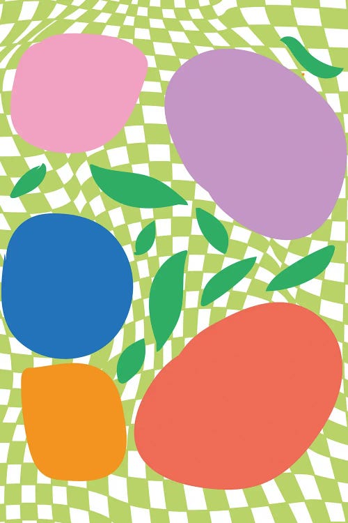 Checkerboard Pastels Abstract Summer Fruits by Mambo Art Studio wall art