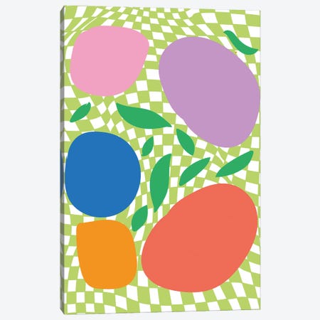 Checkerboard Pastels Abstract Summer Fruits Canvas Print #MSD191} by Mambo Art Studio Canvas Art