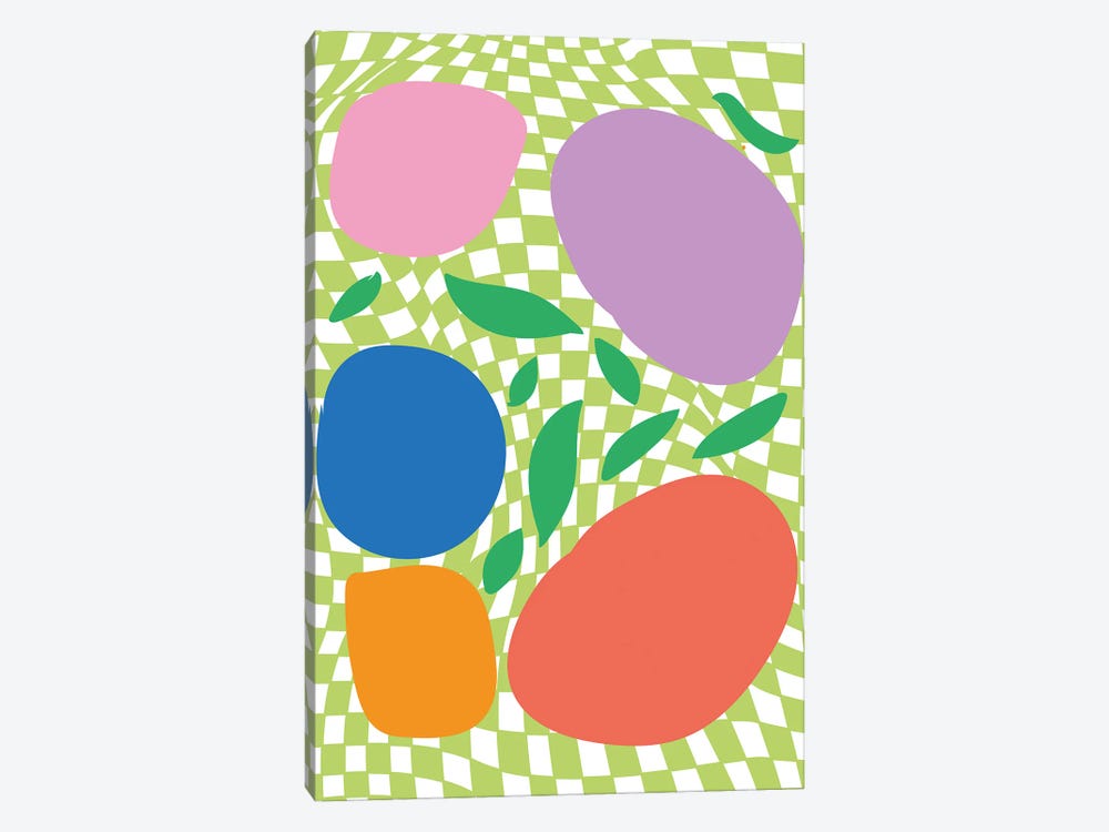 Checkerboard Pastels Abstract Summer Fruits by Mambo Art Studio 1-piece Canvas Print