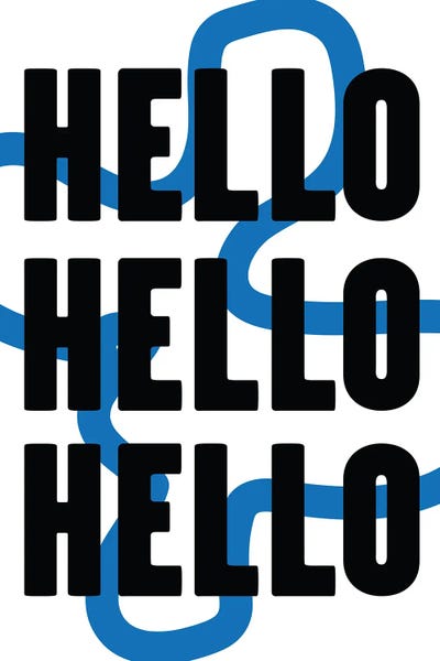 Black & White & Blue: Hello Hello Hello by Mambo Art Studio