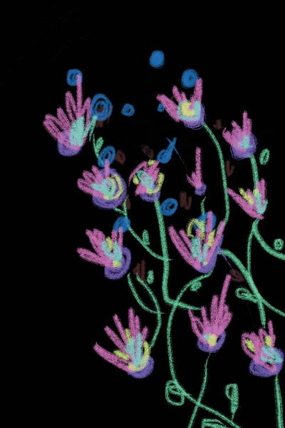 Flowers In The Night by Mambo Art Studio metal wall art