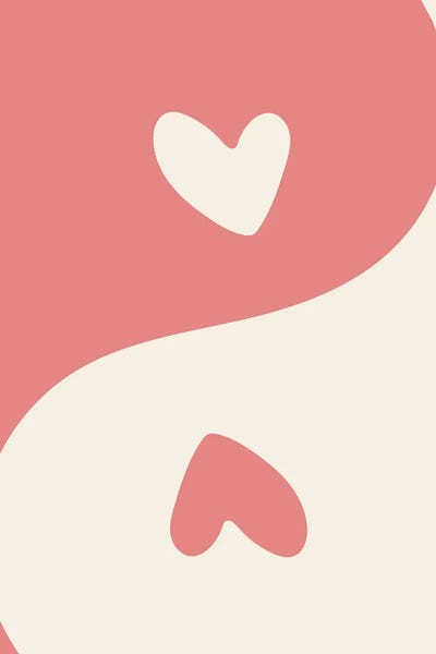 Mambo Art Studio: Ying Yang Pink Hearts by Mambo Art Studio